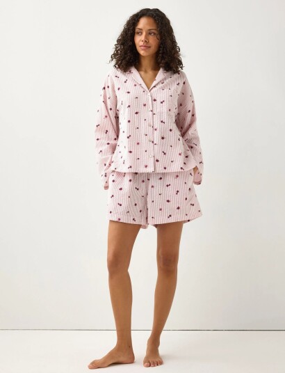 Lindex Pyjama Shorts In Seersucker Pink S