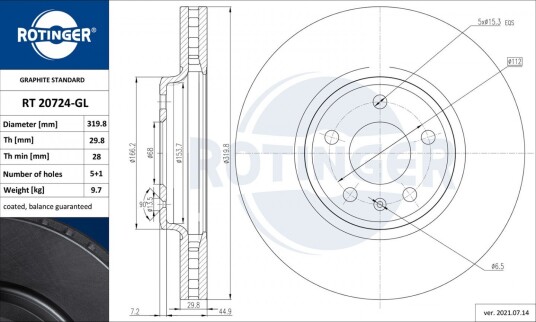 Bremseskive ROTINGER RT 20724-GL