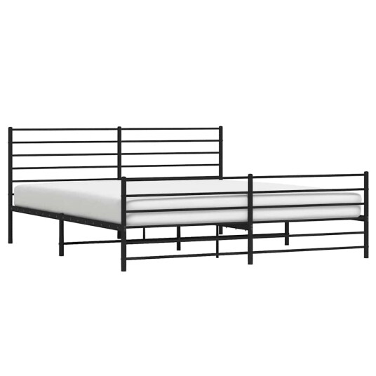 vidaXL Sengeramme i metall med hode- og fotgavl svart 180x200 cm
