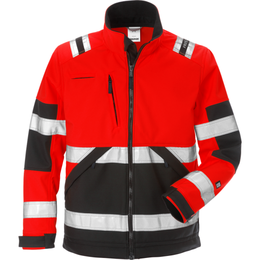 Fristads Softshelljacka 4083 Wyh, Klass 2 Varsel Röd/svart S