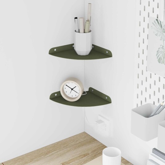 vidaXL Flytende hylle med hylle 2 pcs Olivengrønn 18 x 18 x 2 cm