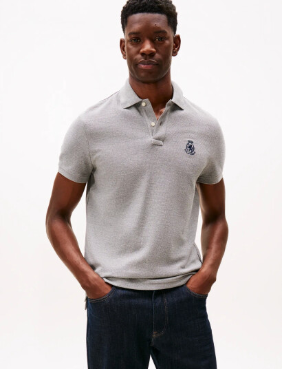Tommy Hilfiger Heather Crest Reg Polo - Grey - L