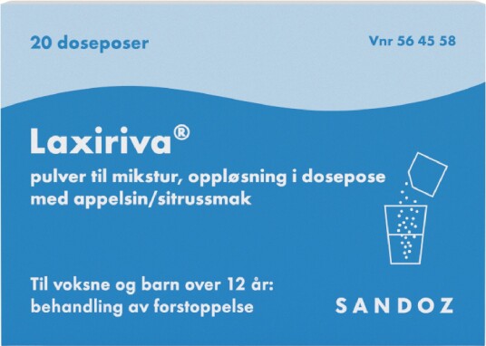 Laxiriva pulver til mikstur doseposer appelsin/sitrus 20 stk