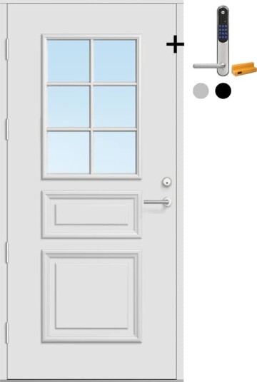 Ytterdør Bygg1 Fjord 03 Klarglass med Yale Doorman Classic Home