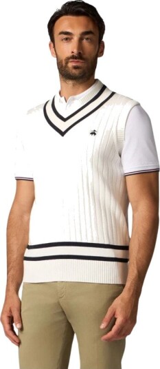 Brooks Brothers Herre Strikkevarer Hvit 2XL,