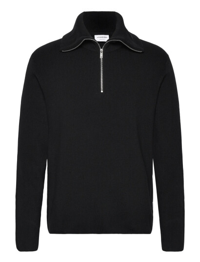 Lindbergh Half Zip Rib Knit W?. Oversized Col - Black - M