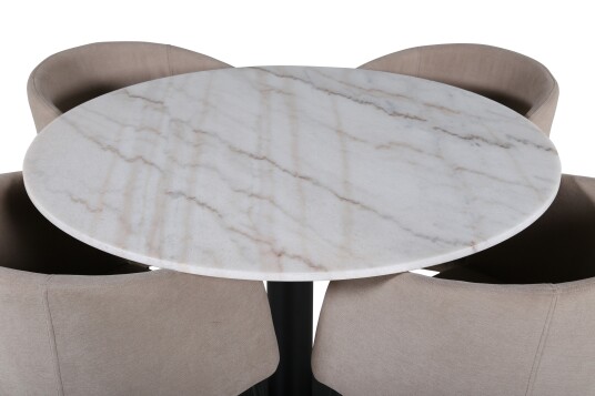 Venture Home Estelle Matgruppe 106 cm Rund med 4 Berit stoler Beige
