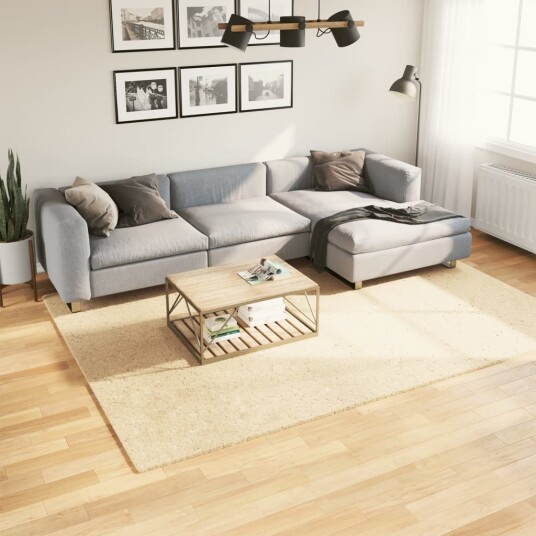 Teppe HUARTE kort luv mykt og vaskbart kremhvit 200x280 cm