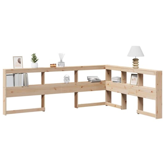 Bokhylle sengegavl L-formet 160 cm heltre furu 8721158637338 Bokhylle sengegavl L-formet 160 cm heltre furu 8721158637338