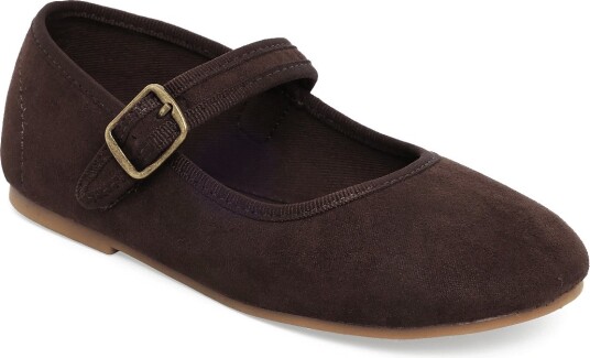 Mango Suede Effect Ballerina With Buckle DARK BROWN 26