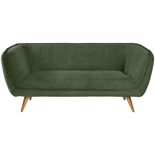 VEGA Sofa Kelso i kordfløyel 2 seters med brune ben; 183x88x76 cm BxDxH; Sete Grønn Ramme Bøk