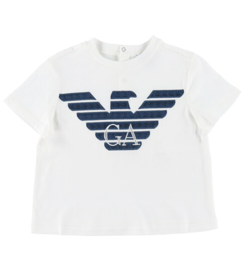 Giorgio Armani Emporio Armani T skjorte Hvit/Navy m. Logo Emporio Armani 12 md T skjorte 80