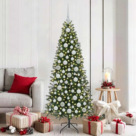vidaXL Julekule Sett med 300 LED 120 pcs Hvit Plast