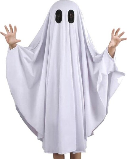 Halloween Hvitt Spøkelseskostyme til Barn med Hette og Øyehull