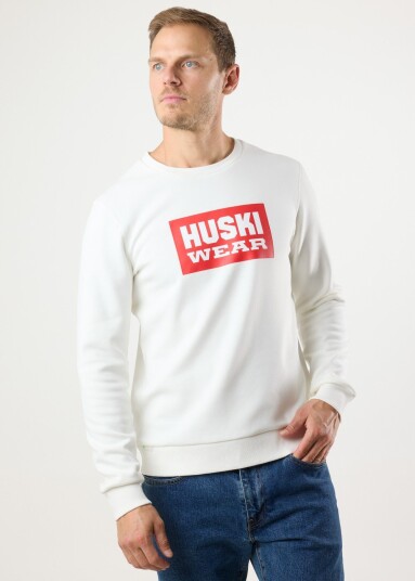 Huski Wear Logo Crew Huski Snow White Xl Sweatshirts