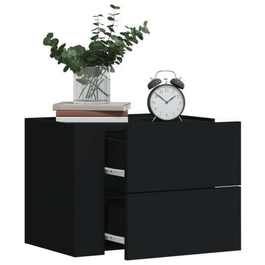  Veggmonterte nattbord 2 stk svart 45x30x35 cm 848328