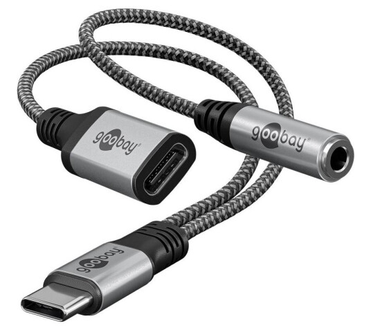 Goobay USB-C til Mini jack 3.5mm hun og USB-C hun - 60W - 15cm