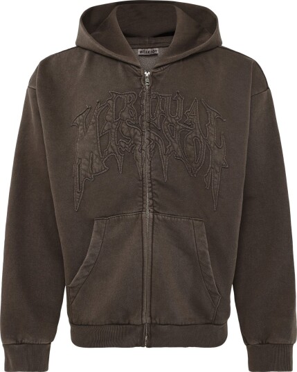 Weekday Loose Graphic Zip Hoodie Brown S