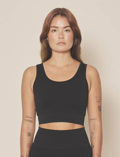 Moonchild Yoga Wear Soft Rib Seamless Crop Top - Black - XL