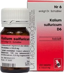 Cellesalt nr.6 Kalium Sulf D6, 200 Tabletter Cellesalt nr.6 Kalium Sulf D6, 200 Tabletter