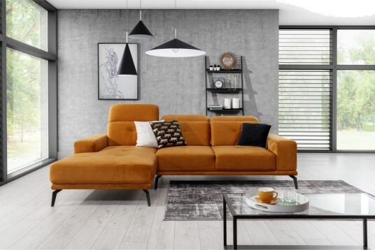 Hjørnesofa Eltap Torrense 265x175x98 cm Monolith 48 Oransje Venstre