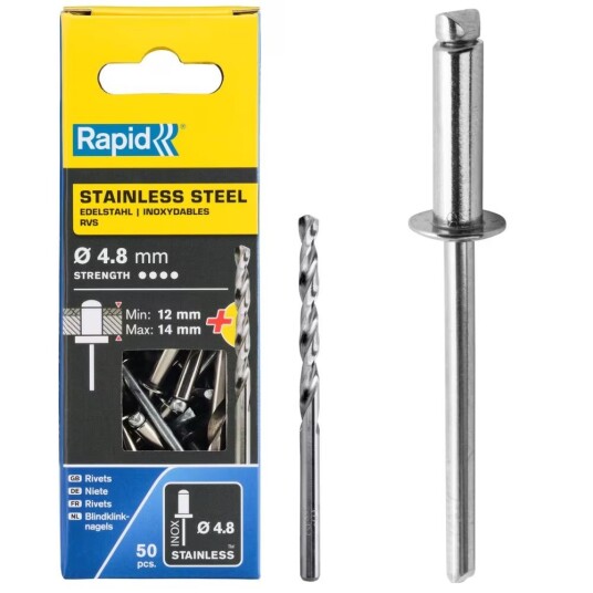 Nerūdijančio Plieno Kneedės 4,8X18mm 50Vnt + Drill C, Rapid