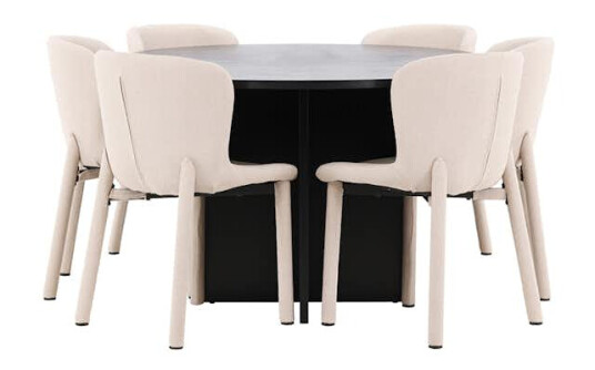 Spisegruppe Venture Home Strada Ø120 cm med 6st Astoria Spisestoler
