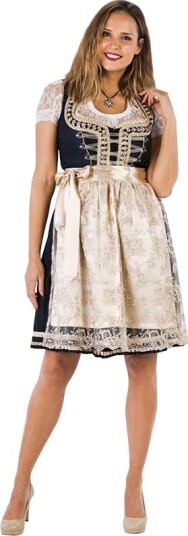 Hisab Joker Oktoberfest Dirndl Mørkeblå Krem Deluxe Kostyme 34 97988-34