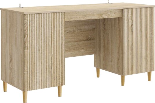 vidaXL Skrivebord med dør Sonoma eik 142,5 x 50 x 75 cm Konstruert tre