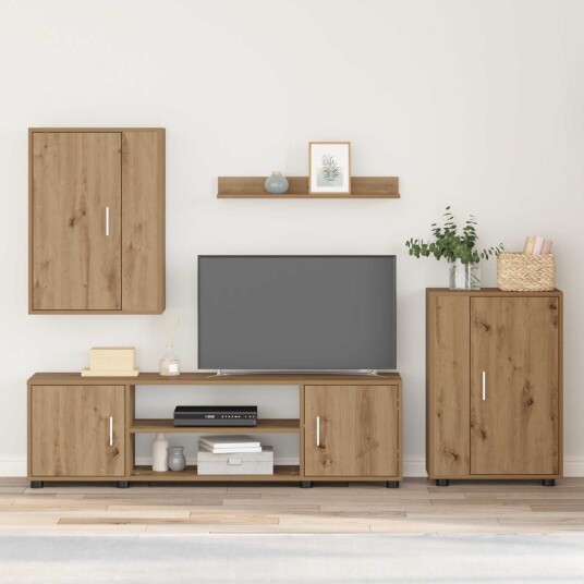 TV benksett Veggmontert 4 pcs Artisan Eik Konstruert tre TV benksett Veggmontert 4 pcs Artisan Eik Konstruert tre
