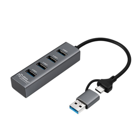 MicroConnect USB 3.0 Hub 4 Port med USB C og A kontakter 5Gbps 0,15m 1 Stykk SEN W128609509