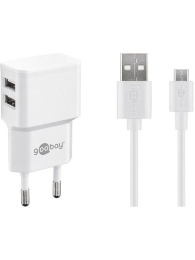Pro Dual Micro USB-lader 2,4 A med 2 USB-porter i svart