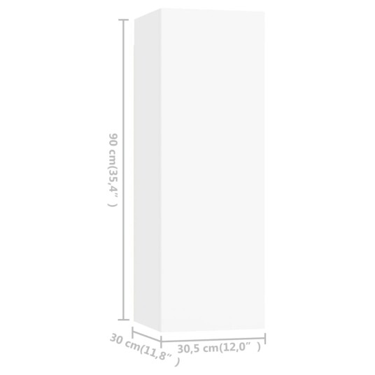 vidaXL TV-benk 4 stk hvit 30,5x30x90 cm sponplate