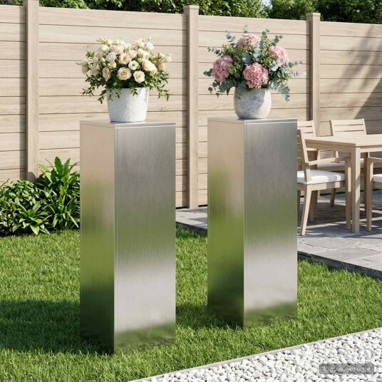 vidaXL Planteholder 2 pcs Sølv 30 x 30 x 100 cm Stål