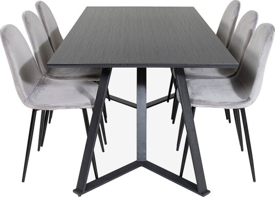 Venture Home Spisegruppe Maggie med 6 spisestoler Penally Svart Venture Home Spisegruppe Maggie med 6 spisestoler Penally Svart