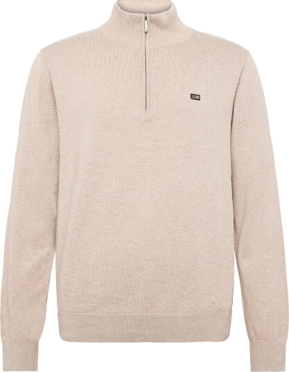 Lexington Clothing Cotton Half Zip Knitted Sweater   Beige   S