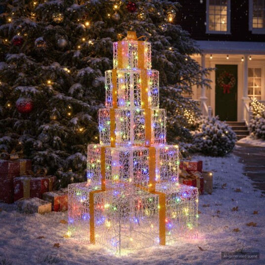 vidaXL Stablet LED-gaveeske til jul 250 LED-lys Flerfarget