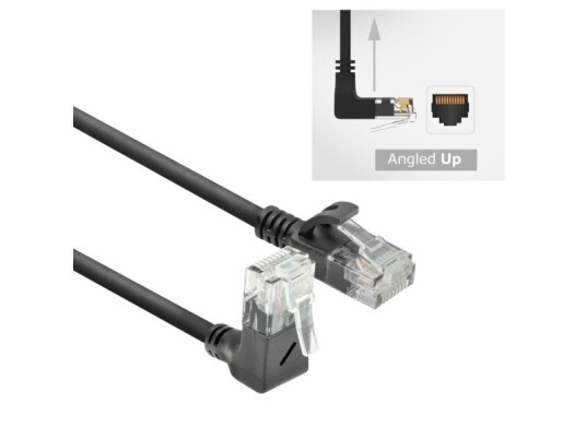 Act Black 5 Meters U/Utp Cat6a Lszh Slimline Patch Cable With Rj45 Connectors 90? Angled Up To Straight Dc4905