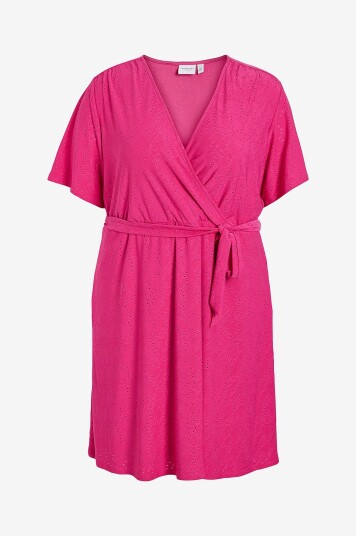 Evoked Vila Kjole viKawa V neck S/S Knee Dress/cur Rosa