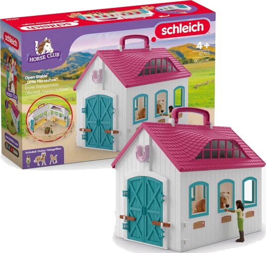 Schleich Åpen Hestestall Lille Hestesko - Lekesett med 60 Deler - Multi/flerfarget
