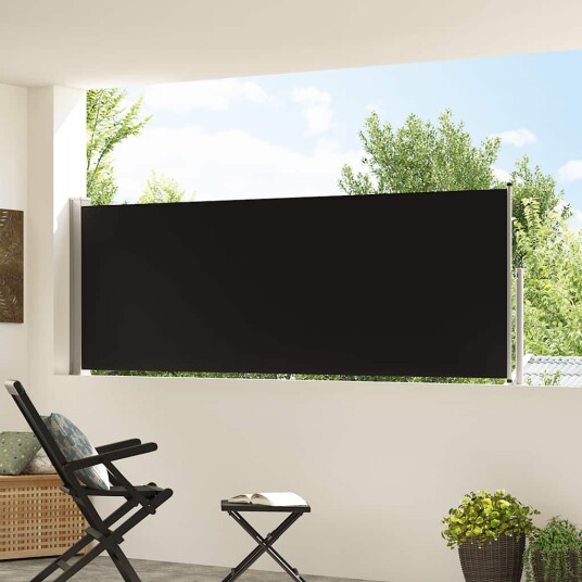 vidaXL Uttrekkbar sidemarkise 100x300 cm svart