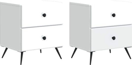  Nattbordskap 2 pcs Hvit 43 x 34,5 x 47,5 cm Konstruert tre
