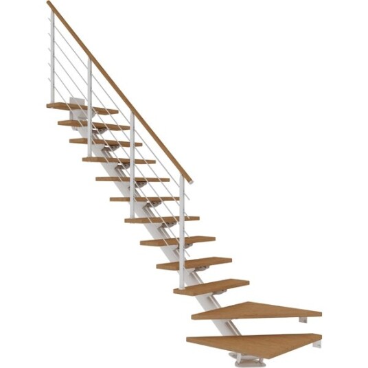 Dolle Sydney L trapp Hvit 9016 design oljeret Eik 85 12 Loddret Høyde 240 292cm