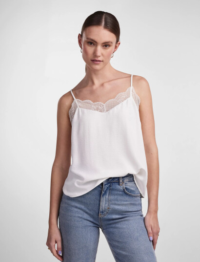 Pieces Pctiffany Strap Lace Top Wvn Noos Bc White XXL