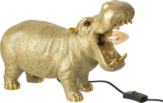J Line Table Lamp Hippopotamus Resin Gold Colored   Gold   ONE SIZE