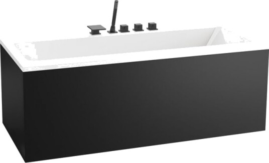 Badekar Vikingbad Kvadrat Duo Med Panel Sort Matt 170cm