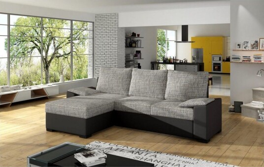 Seksjon Eltap Letto 245x160x90 cm Berlin 01 Soft 11 Grå Svart