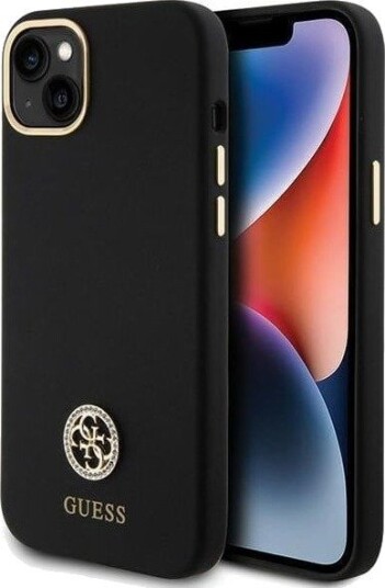 GUESS Silicone Logo Strass 4G Case for iPhone 15 Plus / 14 Plus 6.7" - Black