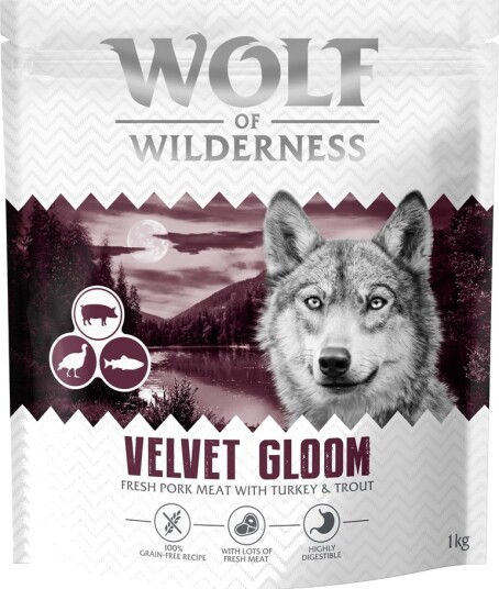 Wolf Of Wilderness Tørrfôr Velvet Gloom & Ørret Kornfri Sparepakke Ny Oppskrift Kalkun 4 X 1 kg
