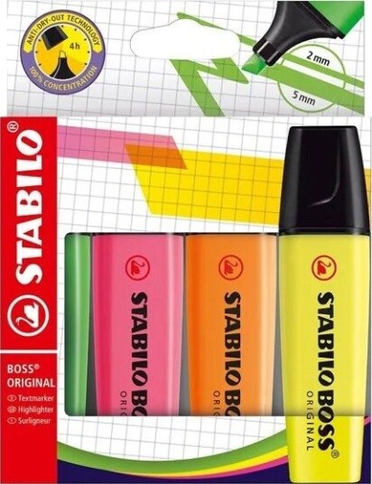 STABILO BOSS ORIGINAL - Highlighter - Set With 4 Pieces